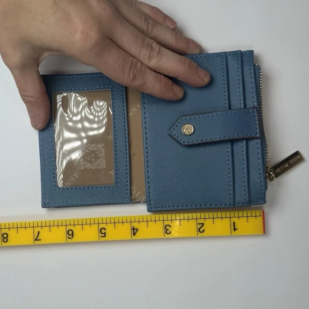Anne Klein Mini Wallets‎ Lot Of 2 Black & Blue Card Holder Zip Coin Purse Set